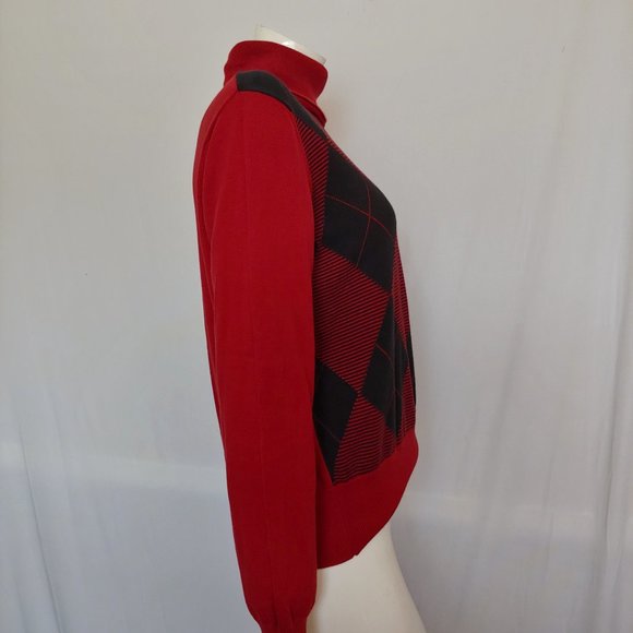 Villager by Liz Claiborne Cotton Argyle Pullover Sweater in wine/black - Picture 2 of 8